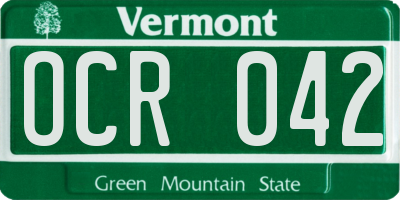 VT license plate OCR042