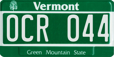 VT license plate OCR044