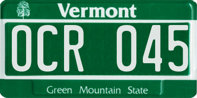 VT license plate OCR045