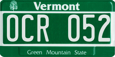 VT license plate OCR052