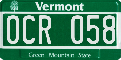VT license plate OCR058