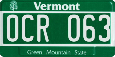 VT license plate OCR063