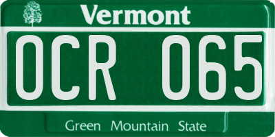 VT license plate OCR065