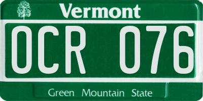 VT license plate OCR076