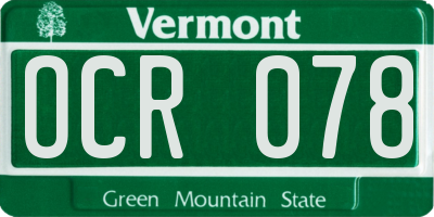 VT license plate OCR078