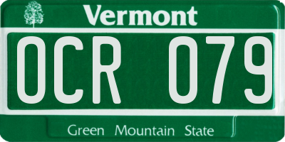 VT license plate OCR079