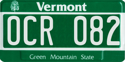 VT license plate OCR082