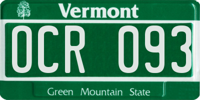 VT license plate OCR093