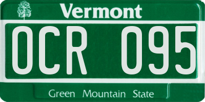 VT license plate OCR095