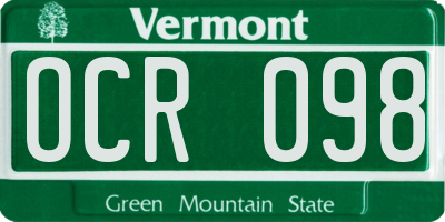 VT license plate OCR098