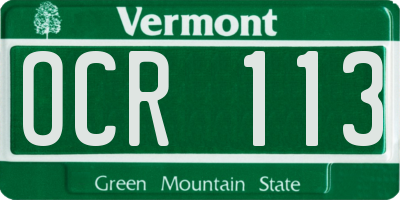 VT license plate OCR113