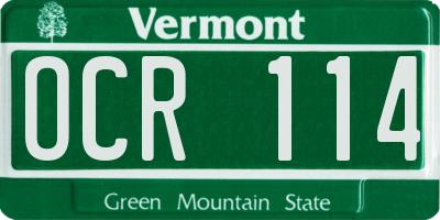 VT license plate OCR114