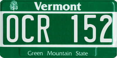VT license plate OCR152