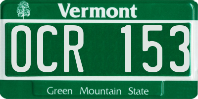 VT license plate OCR153
