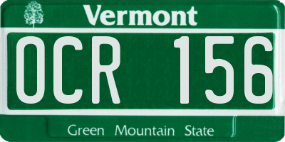 VT license plate OCR156