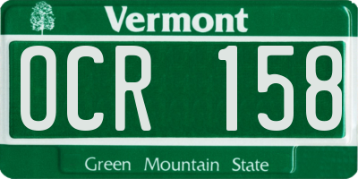 VT license plate OCR158