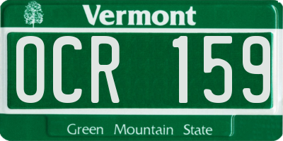 VT license plate OCR159