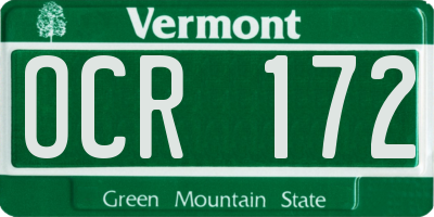 VT license plate OCR172