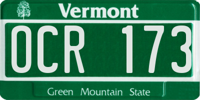 VT license plate OCR173