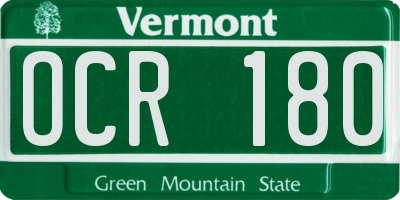 VT license plate OCR180