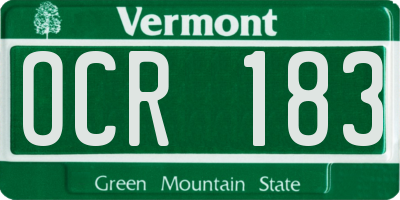 VT license plate OCR183