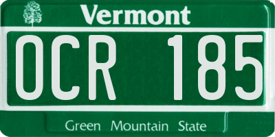 VT license plate OCR185
