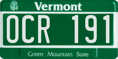 VT license plate OCR191