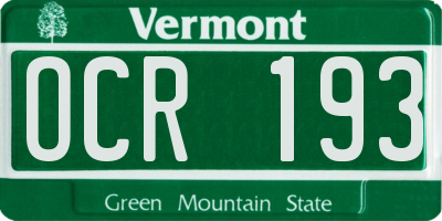 VT license plate OCR193