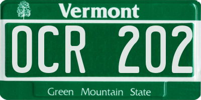 VT license plate OCR202
