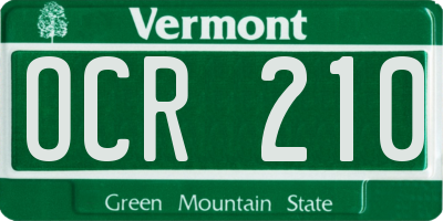 VT license plate OCR210