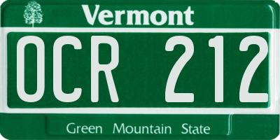 VT license plate OCR212