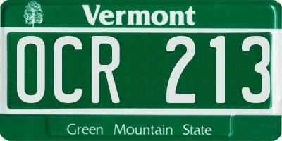 VT license plate OCR213