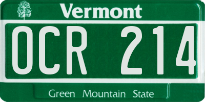 VT license plate OCR214