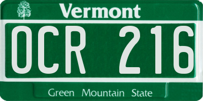 VT license plate OCR216
