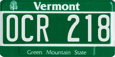VT license plate OCR218
