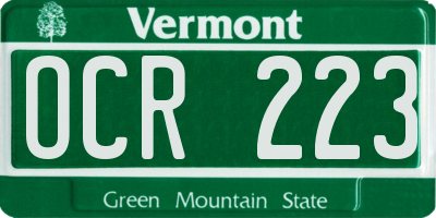 VT license plate OCR223