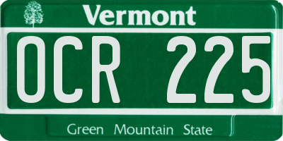 VT license plate OCR225