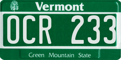 VT license plate OCR233