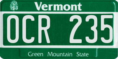 VT license plate OCR235