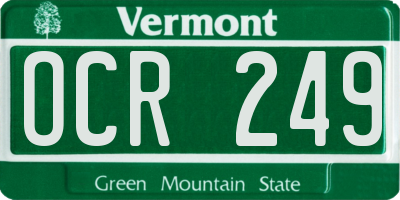 VT license plate OCR249