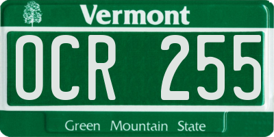 VT license plate OCR255