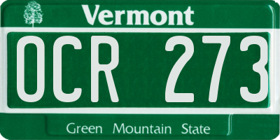 VT license plate OCR273