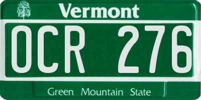 VT license plate OCR276