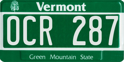 VT license plate OCR287