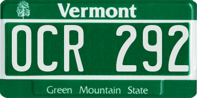 VT license plate OCR292
