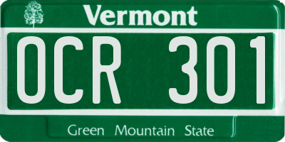 VT license plate OCR301