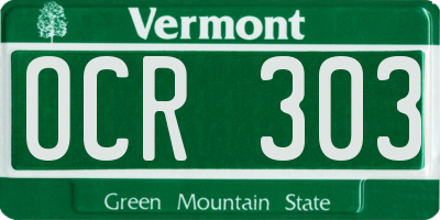 VT license plate OCR303