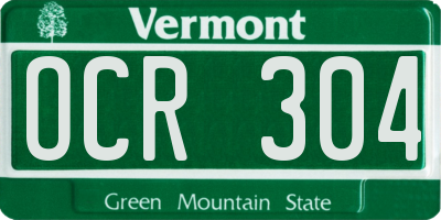 VT license plate OCR304