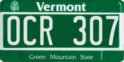 VT license plate OCR307