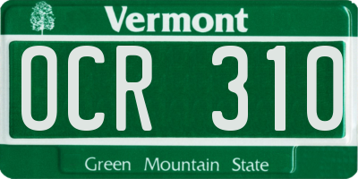 VT license plate OCR310